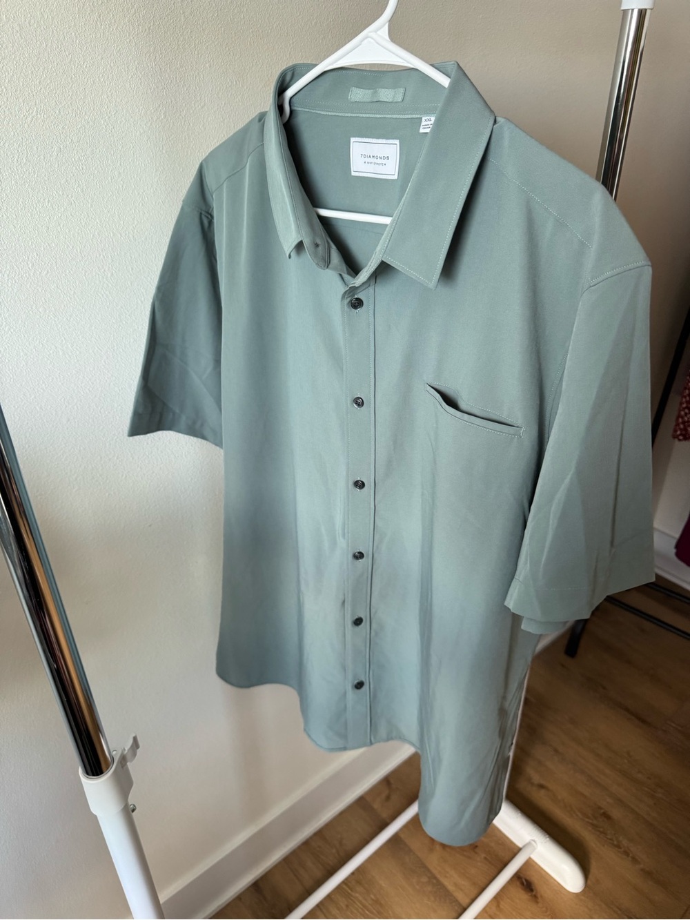 7 Diamonds Vance Seersucker Stretch Camp Shirt Seafoam size XXL